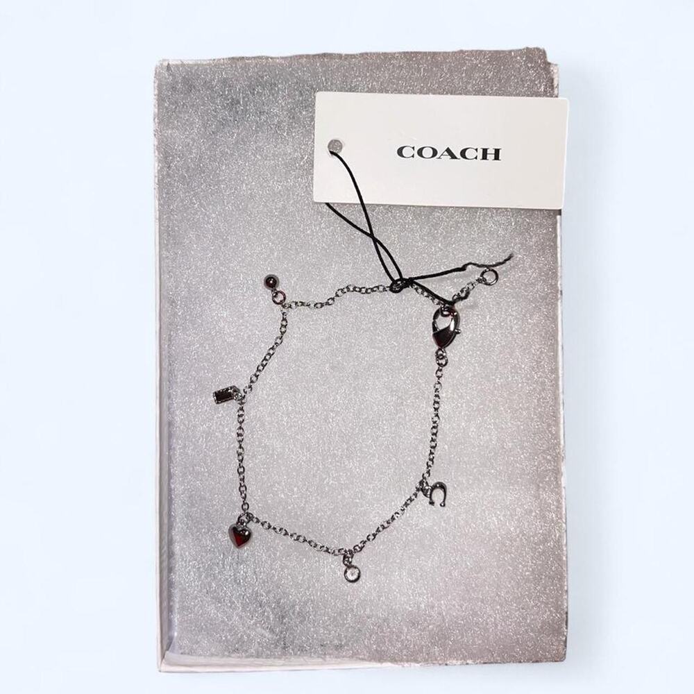 Coach Sliver Horseshoe and Heart Charm Bracelet